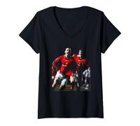 Mujer David Beckham Eric Cantona Goal Celebration Man United Football Camiseta Cuello V