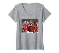 Mujer David Beckham & Gary Neville Manchester United Fútbol Camiseta Cuello V