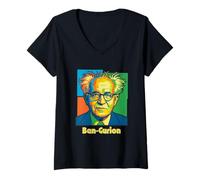 Mujer David Ben Gurion Primer Ministro de Israel Retro Cool Camiseta Cuello V