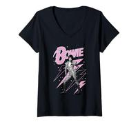 Mujer David Bowie - Estrelámpago rosa Camiseta Cuello V