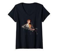 Mujer David Bowie Ziggy Stardust Era World Tour por Dick Barnatt Camiseta Cuello V