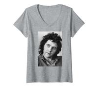 Mujer David Essex Retrato Oro y Marfil Era 1977 Camiseta Cuello V