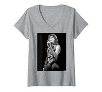 Mujer David Essex Rock On Singer Foto en Vivo por Dick Barnatt Camiseta Cuello V