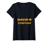 Mujer David S Pumpkins | Personaje de Tom Halloween Hanks Camiseta Cuello V
