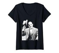 Mujer David Suchet como Poirot Agatha Christie 1988 Camiseta Cuello V