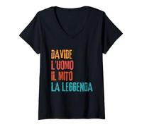 Mujer Davide L'Uomo Il Mito La Leggenda Festa di Compleanno Camiseta Cuello V