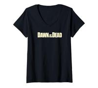 Mujer Dawn of The Dead Eyes Wide Zombie Front & Back Camiseta Cuello V