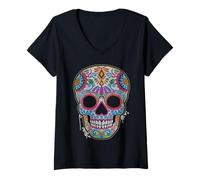 Mujer Day The Dead Skull Mexicans Traditions Dia De Los Muertos Camiseta Cuello V