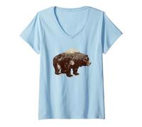 Mujer Days Gone Bear-Shaped Forest Landscape Vintage Logo Camiseta Cuello V
