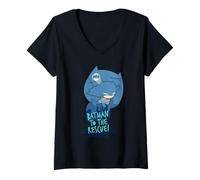 Mujer DC Super Friends Batman Swinging Silhouette Camiseta Cuello V