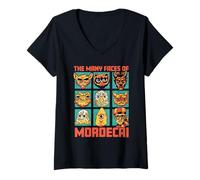 Mujer DCC Many Faces of Mordecai Grid Funny Gamer Series Book Camiseta Cuello V
