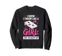 Mujer de Cornhole, Divertida, Lanzo como una niña, Trato de Mantener el Ritmo Sudadera