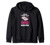 Mujer de Cornhole, Divertida, Lanzo como una niña, Trato de Mantener el Ritmo Sudadera con Capucha