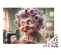 Mujer de Edad Divertida Puzzle Adultos 1000 Piezas Abuela de Coser Cartón para Niños 12+ Regalo Navidad para Decorar Oferta Mejor Regalo 52x38cm/1000pcs