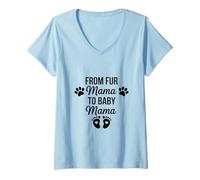 Mujer De Fur Mama To Baby Mama Funny Dog Mom Embarazo Camiseta Cuello V