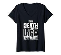 Mujer De la Muerte a la Vida me liberó Camiseta Cuello V