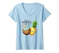 Mujer De los trópicos a mi paraíso, Lindas Frutas Camiseta Cuello V