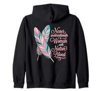 Mujer de Sangre Nativa Cita Indígena Pluma India Sudadera con Capucha