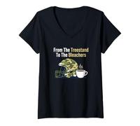 Mujer De The Treestand a The Bleachers Sports Hunting Dad Camiseta Cuello V