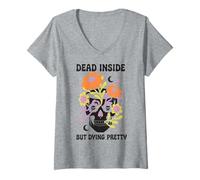 Mujer Dead Inside But Dying Pretty Halloween Boho Camiseta Cuello V