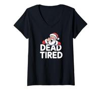 Mujer Dead Tired Santa is Sleepy Funny Christmas Costume Camiseta Cuello V