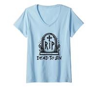 Mujer Dead to Sin - Romans 6:11 Christian Faith Graffiti Camiseta Cuello V