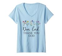 Mujer Dear Lord Thank You God Quote Jesus Bible Verse Christian Camiseta Cuello V