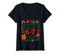Mujer Dear Santa 67 Funny Christmas Six Seven 6-7 Hombres Mujeres Camiseta Cuello V