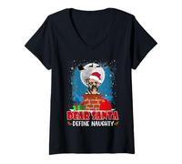 Mujer Dear Santa Define Naughty Boxer Dog Funny Christmas Camiseta Cuello V