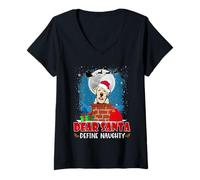 Mujer Dear Santa Define Naughty Labrador Retriever Dog Christmas Camiseta Cuello V