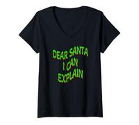 Mujer Dear Santa I Can Explain Funny Christmas Shirt Camiseta Cuello V