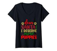 Mujer Dear Santa I Mererve More Puppies Christmas Dog Camiseta Cuello V