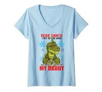 Mujer Dear Santa I Tried to be Good but I Take After my Daddy Camiseta Cuello V