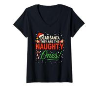 Mujer Dear Santa They Are The Naughty Ones! Funny Christmas Humor Camiseta Cuello V