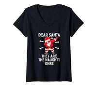 Mujer Dear Santa They're The Naughty Ones Cool Christmas Quotes Camiseta Cuello V