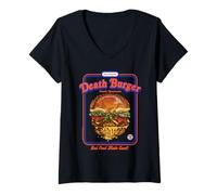 Mujer Death Burger Sarcasm Retro Vintage Funny Adult Humor Camiseta Cuello V