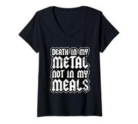 Mujer Death In My Metal Not My Meals Vegano Death Metal Camiseta Cuello V