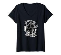 Mujer Death On The Throne Doom Scrolling The Internet Camiseta Cuello V