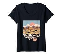 Mujer Death Valley National Park California Desierto Paisaje Retro Camiseta Cuello V