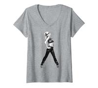 Mujer Debbie Harry Líneas Paralelas Era Blondie por Allan Ballard Camiseta Cuello V