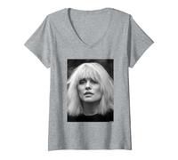 Mujer Debbie Harry Post-El Cazador Blondie por David Corio Camiseta Cuello V