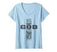 Mujer Debemos Obedecer a Dios Antes Que a los Hombres Verso de la Biblia Hechos 5:29 Camiseta Cuello V
