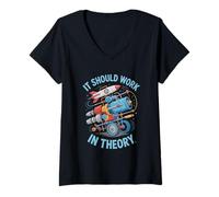 Mujer Debería funcionar Gracioso Ingeniería Humor Mecánico Camiseta Cuello V