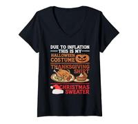 Mujer Debido a la inflación, Esta es mi Navidad de Acción de Gracias de Halloween Camiseta Cuello V