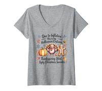 Mujer Debido a la inflación, Estas Son mis Vacaciones de Navidad de Acción de Gracias Camiseta Cuello V