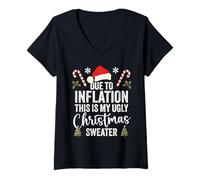 Mujer Debido a la inflación, Este es mi Feo suéteres navideños de Navidad Camiseta Cuello V