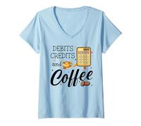 Mujer Debits Credits & Coffee Cup Funny Accountant It's Tax Season Camiseta Cuello V