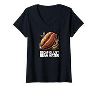 Mujer Decaf Is Just Bean Water Funny Coffee Lover Humor Design Camiseta Cuello V