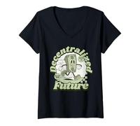 Mujer Decentralized Future Crypto Up Dollar down DeFi Camiseta Cuello V