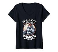 Mujer Decir Divertido Que el Whisky va en la sabiduría Sale Mujeres Hombres Camiseta Cuello V